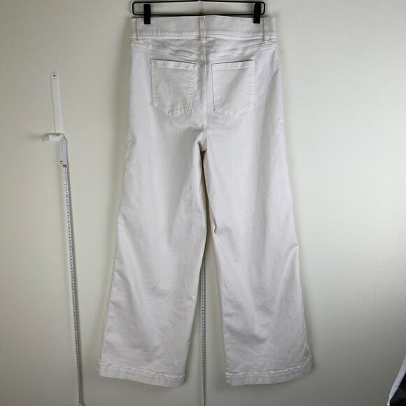 Spanx Seamed Front Wide Leg Jeans Size Large Ecru - Picture 8 of 16